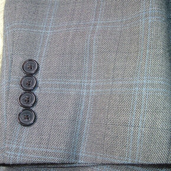 Lauren Ralph Lauren 52% Silk 48% Wool Mens Blazer Sport Coat 44R Gray/Blue Plaid - Picture 4 of 12